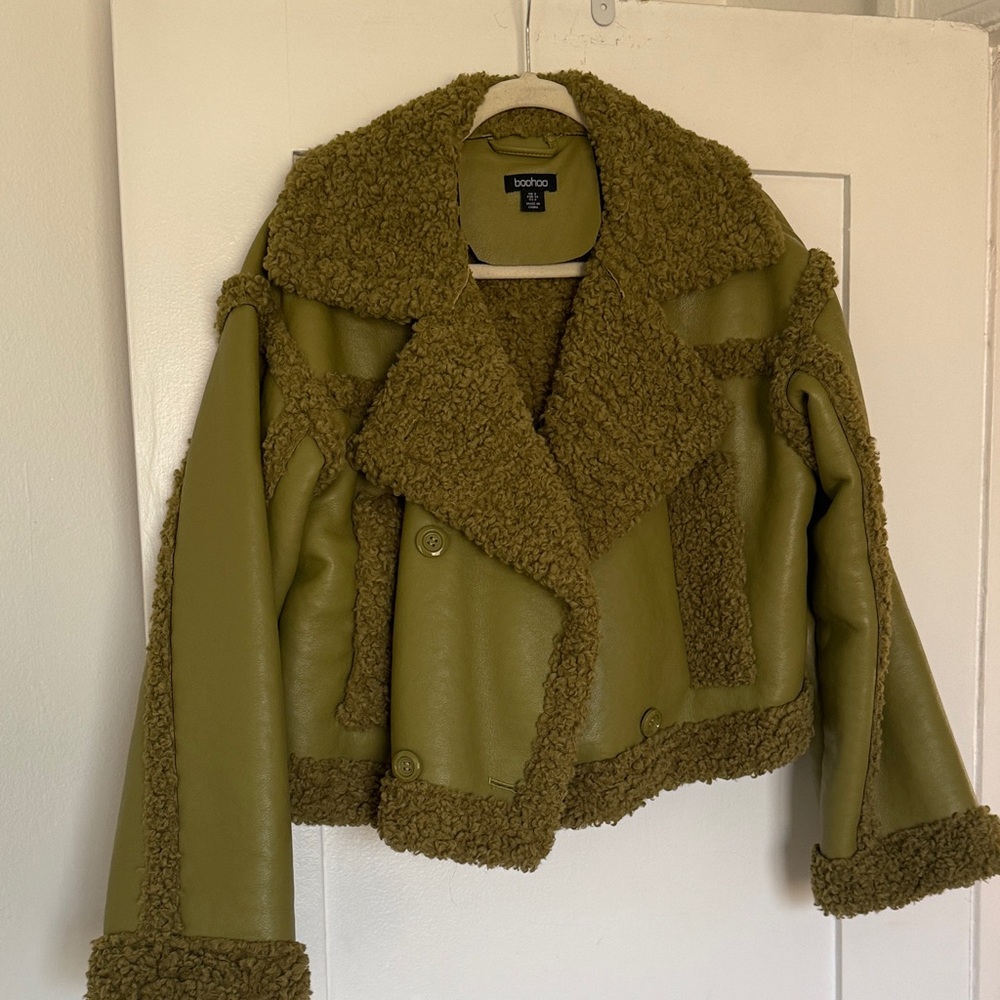 Boohoo Olive Teddy Jacket